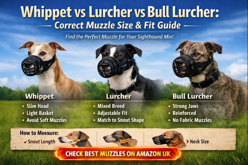 Whippet vs Lurcher vs Bull Lurcher: Correct Muzzle Size & Fit Explained